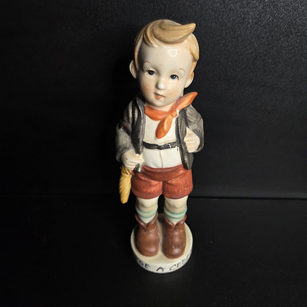 Vintage Japan Porcelain Boy Figurine "George A Cede No" Hand Painted